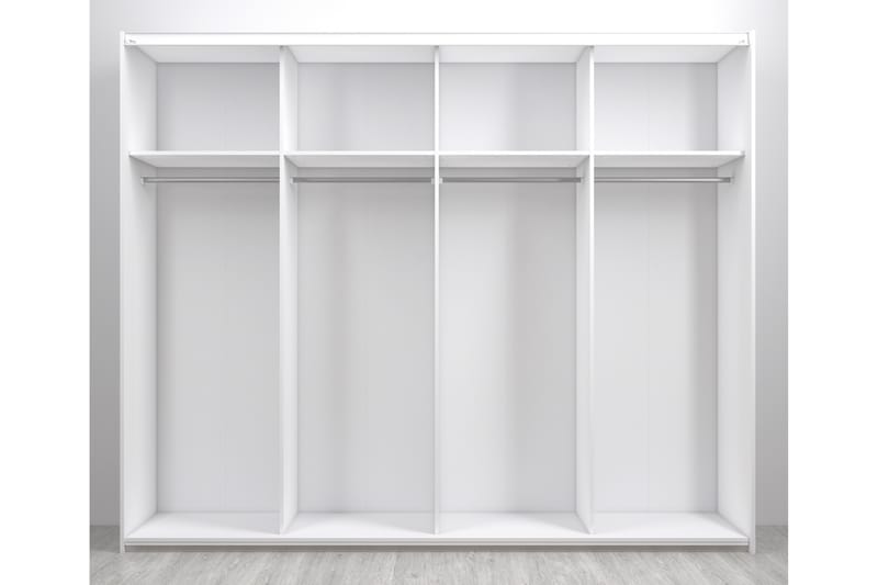 Verona Garderob 242 cm 2 Skyvedører 4 Hyller 4 Stenger - Hvit/Brun - Oppbevaring - Klesoppbevaring - Garderober & garderobesystem