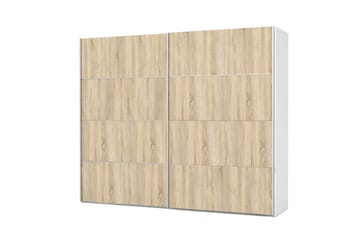 Verona Garderob 242 cm 2 Skyvedører 4 Hyller 4 Stenger - Hvit/Brun - Oppbevaring - Klesoppbevaring - Garderober & garderobesystem