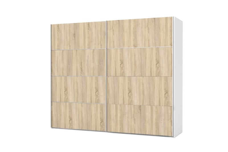 Verona Garderob 242 cm 2 Skyvedører 4 Hyller 4 Stenger - Hvit/Brun - Oppbevaring - Klesoppbevaring - Garderober & garderobesystem