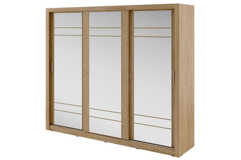 Vesper Garderobe 250 cm 3 Skyvedører - Eik - Oppbevaring - Klesoppbevaring - Garderober & garderobesystem