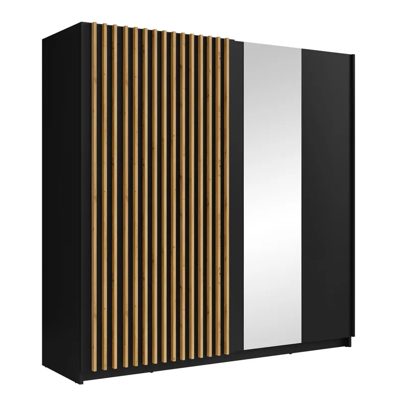 Veylan Garderobeskap med speil 201x199 cm, svart