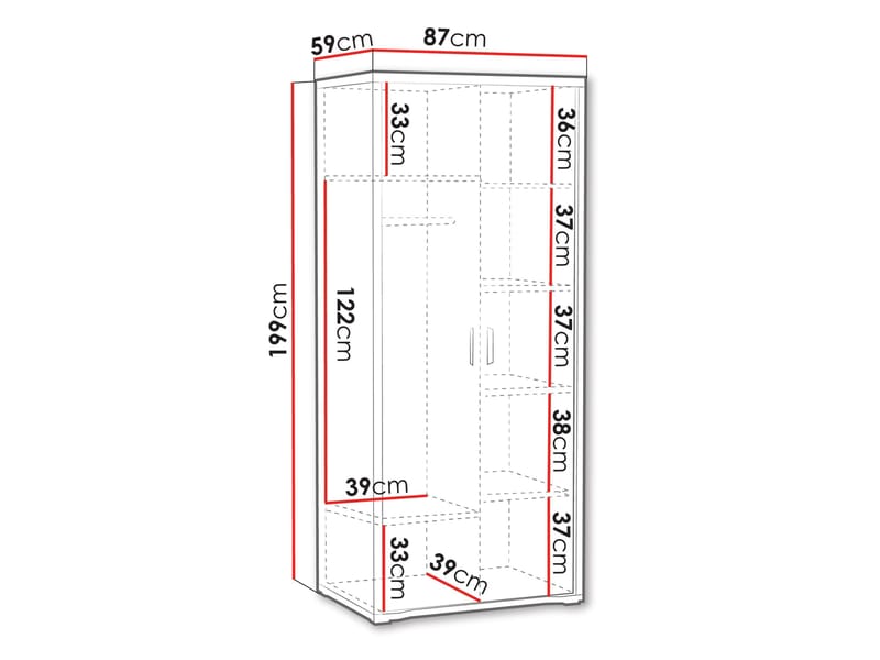 Veyricus Garderobeskap 199 cm - Oppbevaring - Klesoppbevaring - Garderober & garderobesystem - Garderobeskap & klesskap