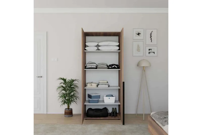 Vornic Garderobe 90x210 cm - Valnøtt - Oppbevaring - Klesoppbevaring - Garderober & garderobesystem