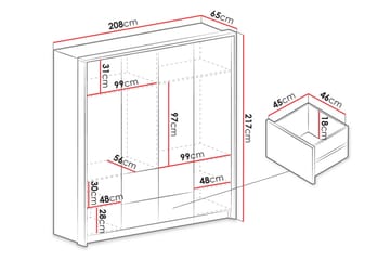Wedena Garderobe 208 cm - Hvit - Oppbevaring - Klesoppbevaring - Garderober & garderobesystem