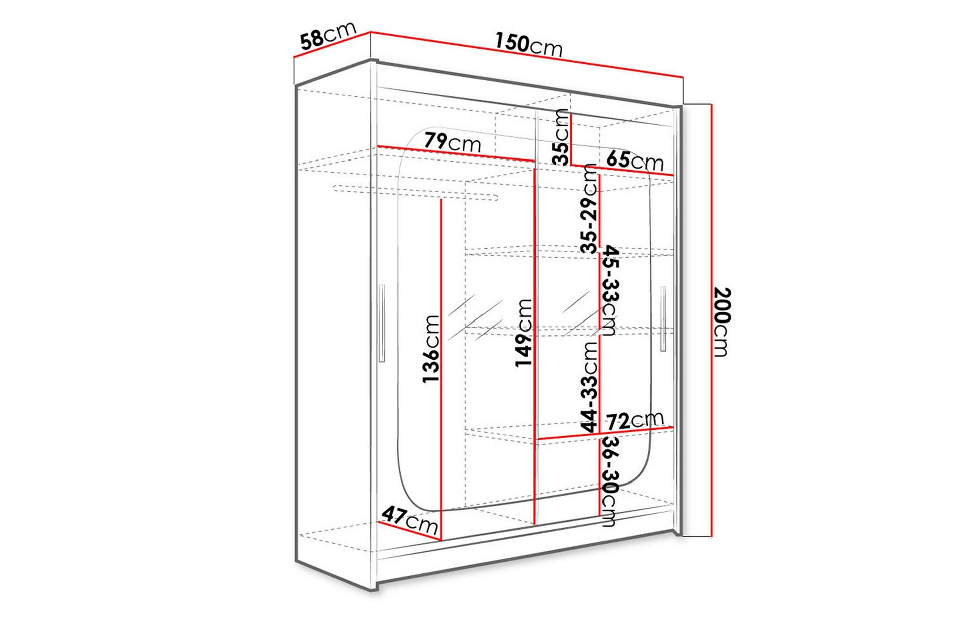 West Garderobe 150x58x200 cm - Oppbevaring - Klesoppbevaring - Garderober & garderobesystem