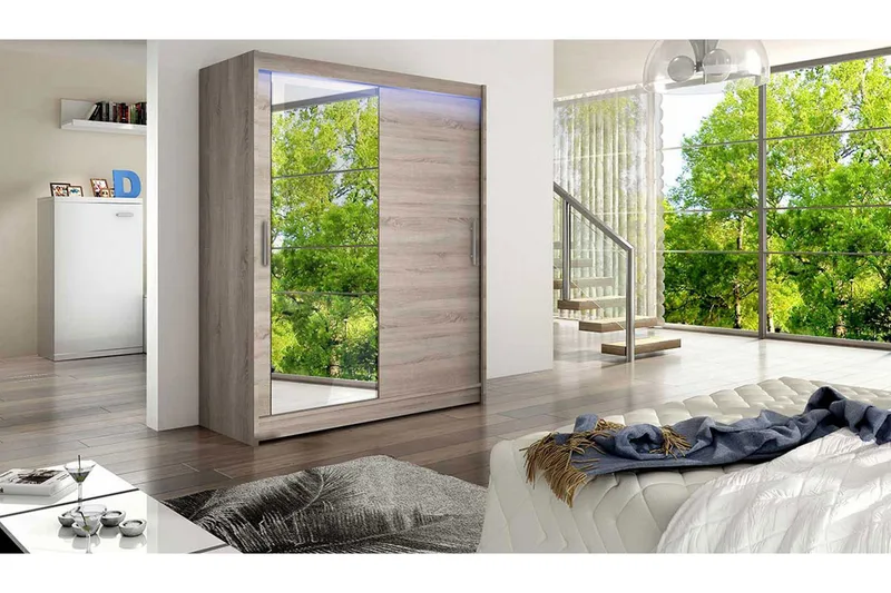 Westa Garderob 150x58x200 cm - Beige / Grå /  Hvit - Oppbevaring - Klesoppbevaring - Garderober & garderobesystem - Garderobeskap & klesskap