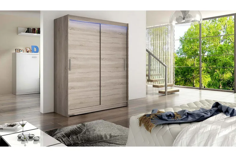 Westa Garderob 150x58x200 cm - Beige / Grå /  Hvit - Oppbevaring - Klesoppbevaring - Garderober & garderobesystem - Garderobeskap & klesskap