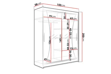 Westa Garderob 150x58x200 cm - Beige / Hvit - Oppbevaring - Klesoppbevaring - Garderober & garderobesystem