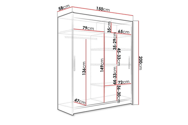 Westa Garderob 150x58x200 cm - Beige / Hvit - Oppbevaring - Klesoppbevaring - Garderober & garderobesystem