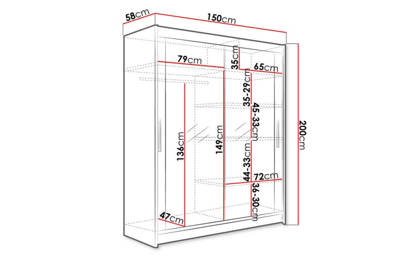 Westa Garderob 150x58x200 cm - Beige / Hvit - Oppbevaring - Klesoppbevaring - Garderober & garderobesystem - Garderobeskap & klesskap
