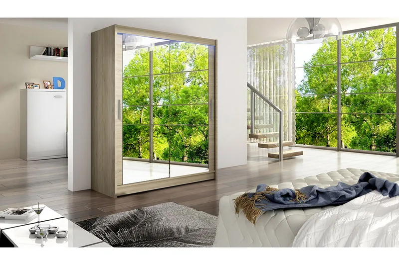 Westa Garderob 150x58x200 cm - Beige / Hvit - Oppbevaring - Klesoppbevaring - Garderober & garderobesystem - Garderobeskap & klesskap