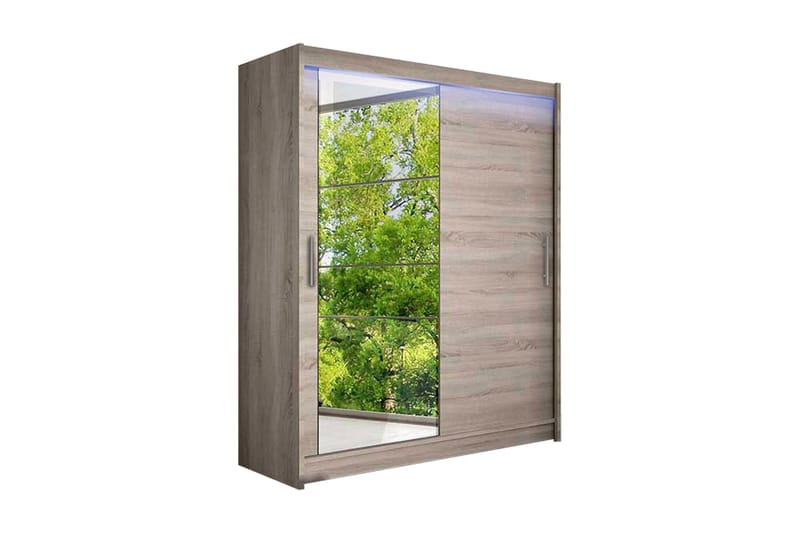 Westa Garderobeskap 150 cm i Tre med Glassdør, Beige