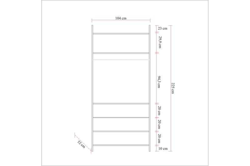 Witonia Garderobe 104x52 cm - Natur - Oppbevaring - Klesoppbevaring - Garderober & garderobesystem