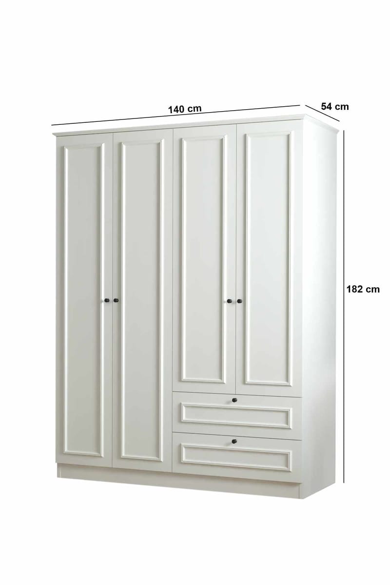 Wonthaggi garderobe 140x182 cm - Hvit - Oppbevaring - Klesoppbevaring - Garderober & garderobesystem - Garderobeskap & klesskap