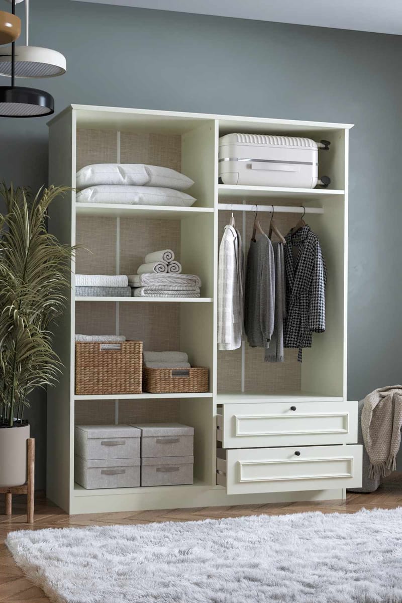 Wonthaggi garderobe 140x182 cm - Hvit - Oppbevaring - Klesoppbevaring - Garderober & garderobesystem - Garderobeskap & klesskap