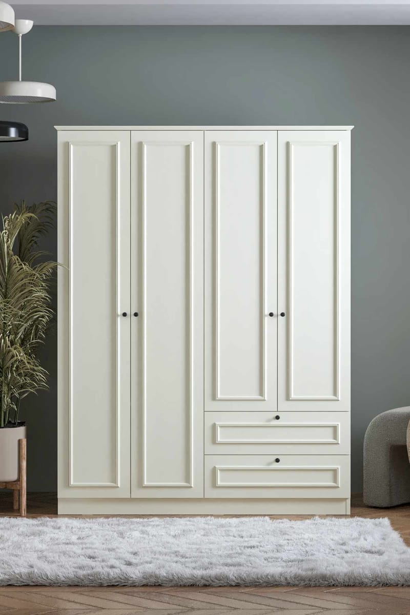 Wonthaggi garderobe 140x182 cm - Hvit - Oppbevaring - Klesoppbevaring - Garderober & garderobesystem - Garderobeskap & klesskap