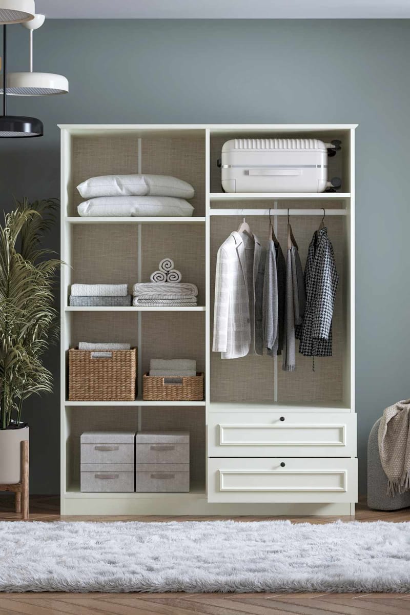 Wonthaggi garderobe 140x182 cm - Hvit - Oppbevaring - Klesoppbevaring - Garderober & garderobesystem - Garderobeskap & klesskap