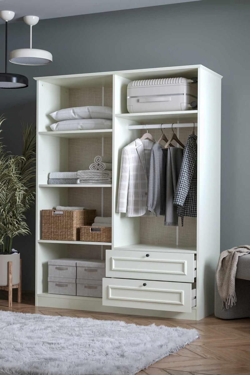 Wonthaggi garderobe 140x182 cm - Hvit - Oppbevaring - Klesoppbevaring - Garderober & garderobesystem - Garderobeskap & klesskap