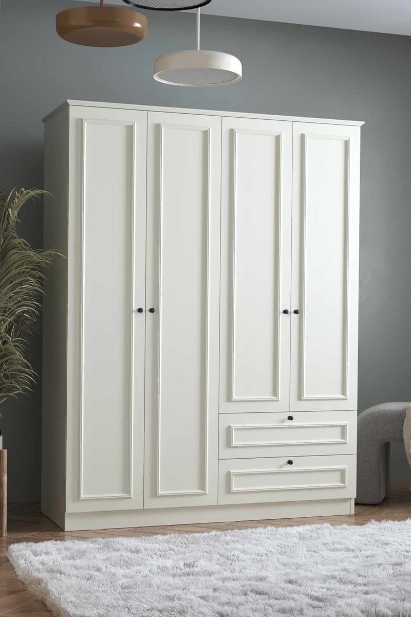 Wonthaggi garderobe 140x182 cm - Hvit - Oppbevaring - Klesoppbevaring - Garderober & garderobesystem - Garderobeskap & klesskap