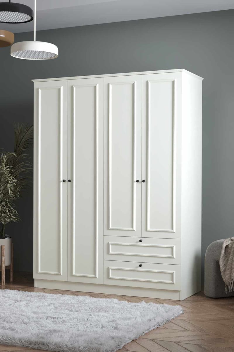 Wonthaggi garderobe 140x182 cm - Hvit - Oppbevaring - Klesoppbevaring - Garderober & garderobesystem - Garderobeskap & klesskap