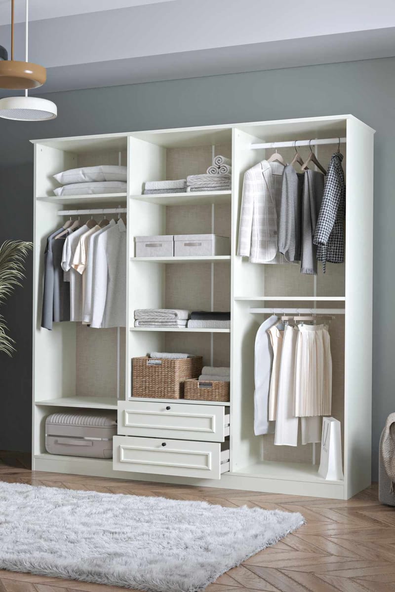 Wonthaggi garderobe 209x210 cm - Hvit - Oppbevaring - Klesoppbevaring - Garderober & garderobesystem - Garderobeskap & klesskap