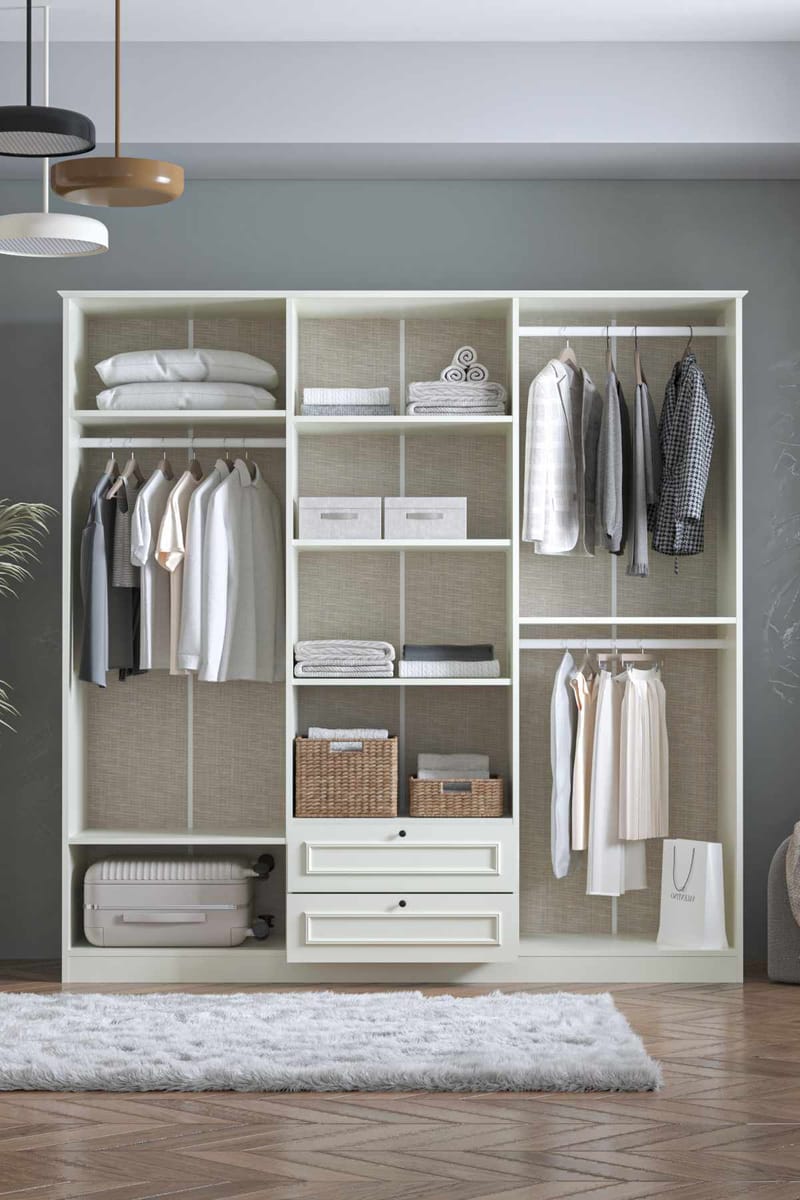 Wonthaggi garderobe 209x210 cm - Hvit - Oppbevaring - Klesoppbevaring - Garderober & garderobesystem - Garderobeskap & klesskap