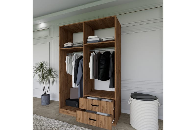 Yaman Garderobe 120x180 cm - Brun - Oppbevaring - Klesoppbevaring - Garderober & garderobesystem