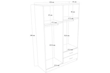 Yaman Garderobe 120x180 cm - Brun - Oppbevaring - Klesoppbevaring - Garderober & garderobesystem
