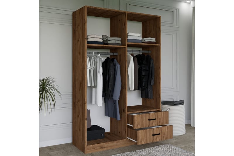 Yaman Garderobe 120x180 cm - Brun - Oppbevaring - Klesoppbevaring - Garderober & garderobesystem