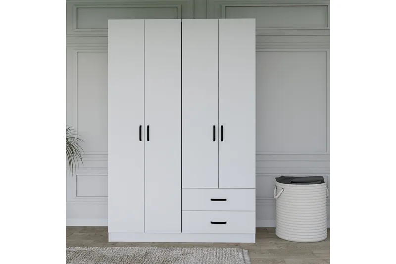 Yaman Garderobe 120x180 cm, Matt hvit