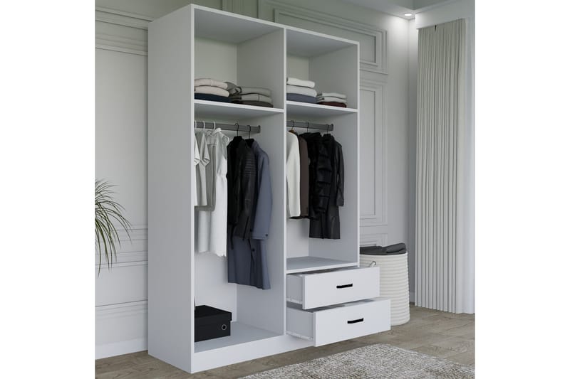 Yaman Garderobe 120x180 cm - Matt hvit - Oppbevaring - Klesoppbevaring - Garderober & garderobesystem
