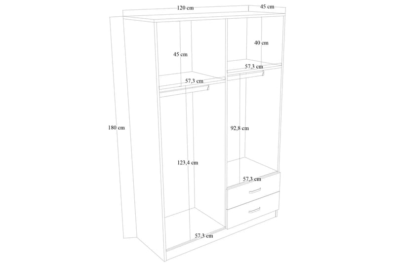Yaman Garderobe 120x180 cm - Matt hvit - Oppbevaring - Klesoppbevaring - Garderober & garderobesystem