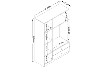 Yaman Garderobe 120x181 cm - Grå - Oppbevaring - Klesoppbevaring - Garderober & garderobesystem