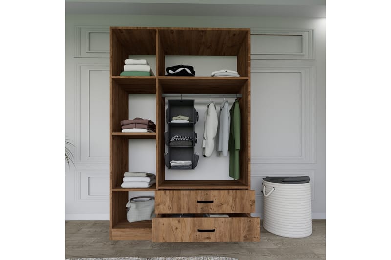Yaman Garderobe 120x181 cm - Valnøtt - Oppbevaring - Klesoppbevaring - Garderober & garderobesystem