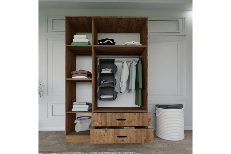Yaman Garderobe 120x181 cm - Valnøtt - Oppbevaring - Klesoppbevaring - Garderober & garderobesystem