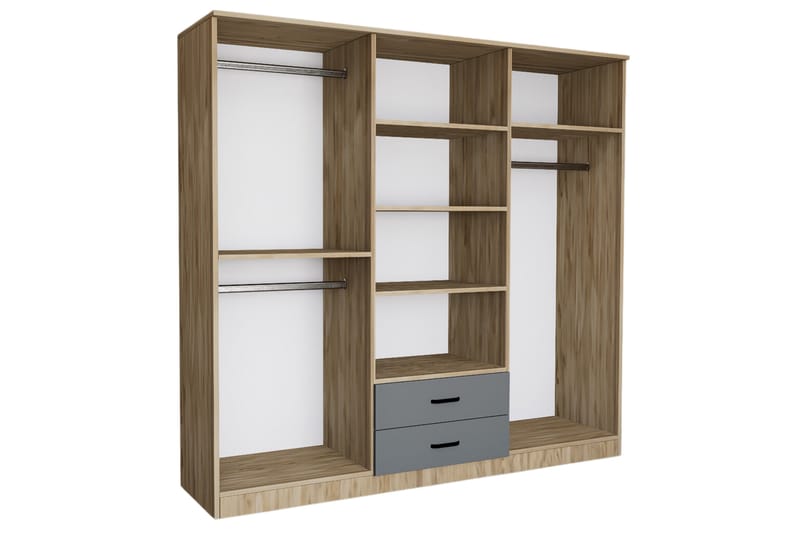 Yaman Garderobe 180x190 cm - Grå/Hvit - Oppbevaring - Klesoppbevaring - Garderober & garderobesystem