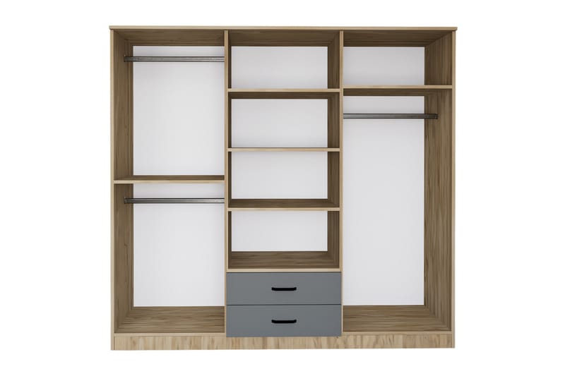 Yaman Garderobe 180x190 cm - Grå/Hvit - Oppbevaring - Klesoppbevaring - Garderober & garderobesystem