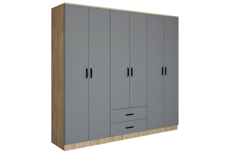 Yaman Garderobe 180x190 cm - Grå/Hvit - Oppbevaring - Klesoppbevaring - Garderober & garderobesystem