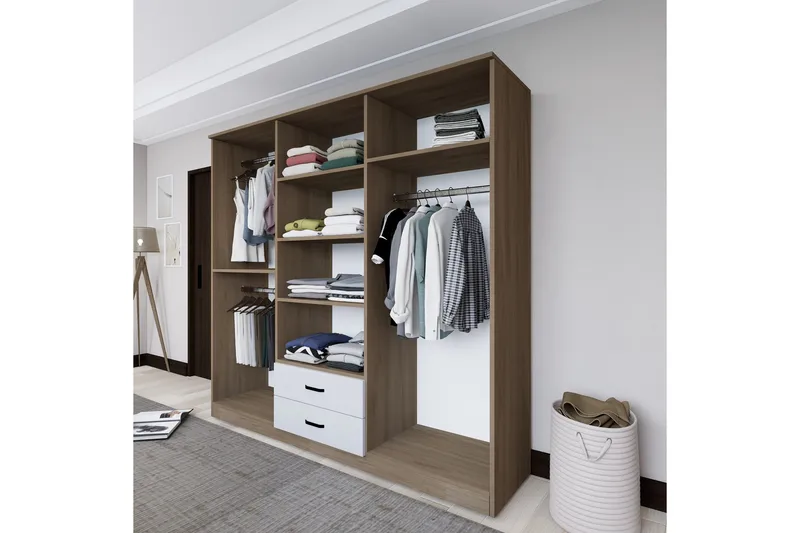 Yaman Garderobe 180x190 cm - Lys brun - Oppbevaring - Klesoppbevaring - Garderober & garderobesystem