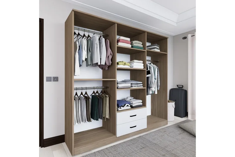Yaman Garderobe 180x190 cm - Lys brun - Oppbevaring - Klesoppbevaring - Garderober & garderobesystem