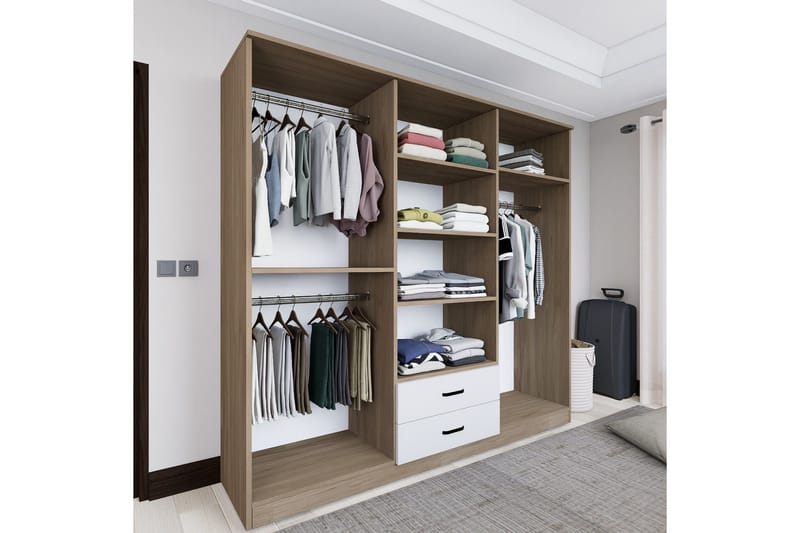 Yaman Garderobe 180x190 cm - Lys brun - Oppbevaring - Klesoppbevaring - Garderober & garderobesystem