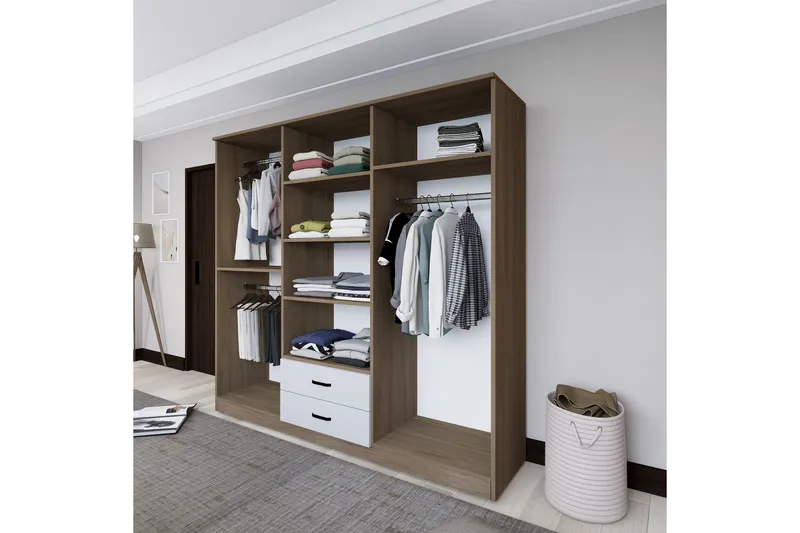 Yaman Garderobe 180x190 cm - Lys brun - Oppbevaring - Klesoppbevaring - Garderober & garderobesystem