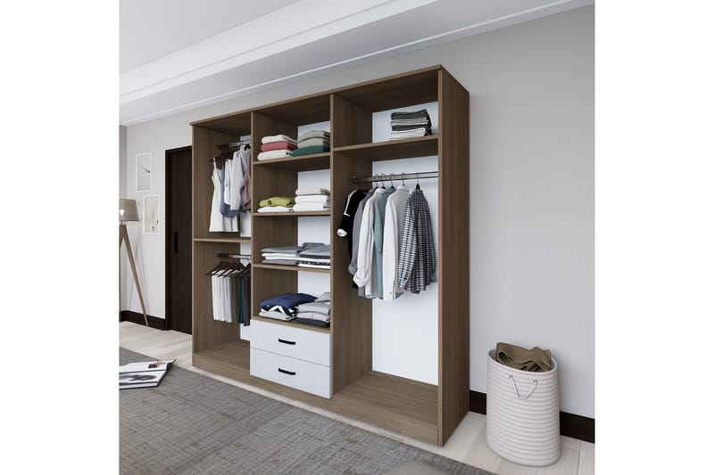 Yaman Garderobe 180x190 cm - Lys brun - Oppbevaring - Klesoppbevaring - Garderober & garderobesystem