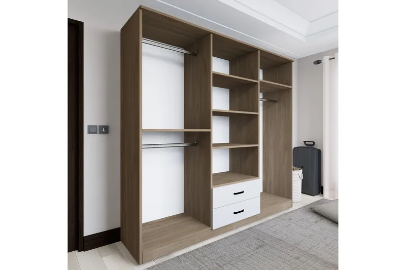 Yaman Garderobe 180x190 cm - Lys brun - Oppbevaring - Klesoppbevaring - Garderober & garderobesystem