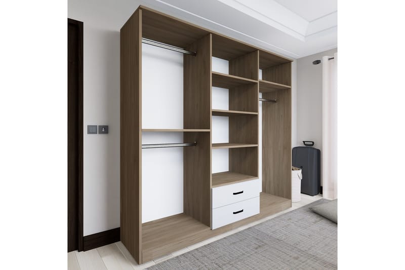 Yaman Garderobe 180x190 cm - Lys brun - Oppbevaring - Klesoppbevaring - Garderober & garderobesystem