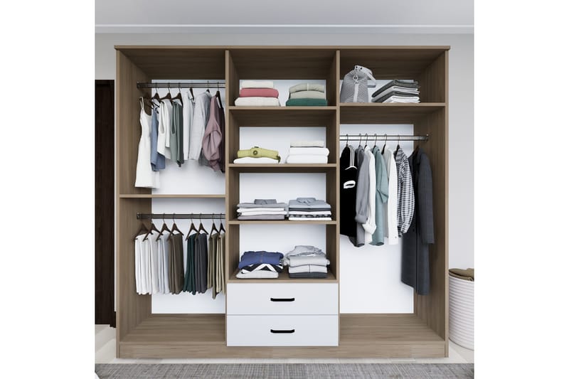 Yaman Garderobe 180x190 cm - Lys brun - Oppbevaring - Klesoppbevaring - Garderober & garderobesystem
