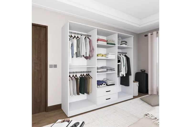 Yaman Garderobe 180x190 cm - Matt hvit - Oppbevaring - Klesoppbevaring - Garderober & garderobesystem
