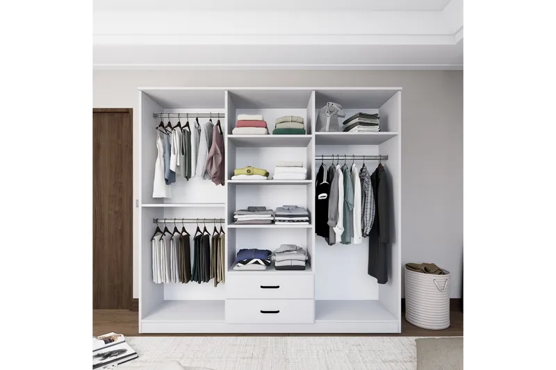 Yaman Garderobe 180x190 cm - Matt hvit - Oppbevaring - Klesoppbevaring - Garderober & garderobesystem