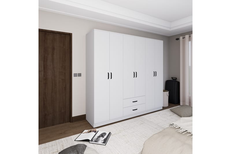 Yaman Garderobe 180x190 cm - Matt hvit - Oppbevaring - Klesoppbevaring - Garderober & garderobesystem