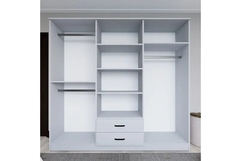 Yaman Garderobe 180x190 cm - Matt hvit - Oppbevaring - Klesoppbevaring - Garderober & garderobesystem